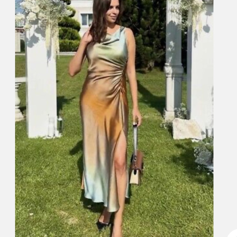 ZARA TIE DYE PRINT MIDI DRESS